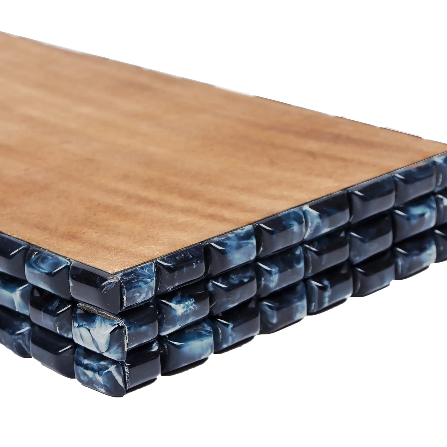 VANITY TRAY ILLUSION ICE PATTERN RESIN INLAY COLLECTION IN 10X6, BLUE