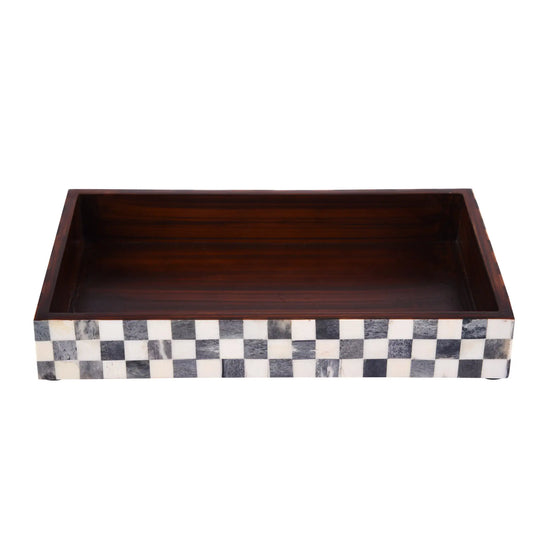 VANITY TRAYS PARLOUR CHECKERED PATTERN BONE INLAY COLLECTION IN 10X6