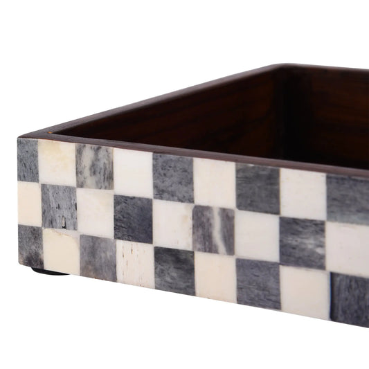 VANITY TRAYS PARLOUR CHECKERED PATTERN BONE INLAY COLLECTION IN 10X6