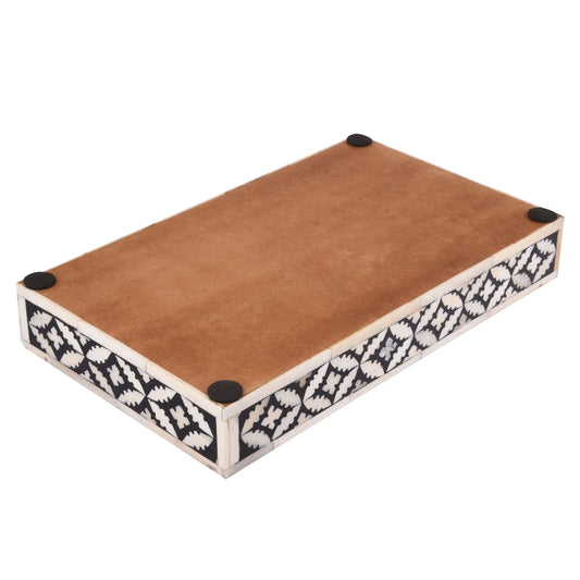 VANITY TRAYS PARLOUR RUMMY PATTERN BONE & RESIN INLAY COLLECTION IN 10X6