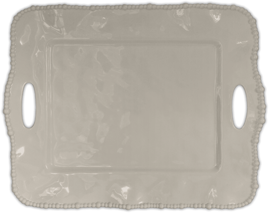 TAUPE RECTANGULAR SERVING TRAY - JOKE