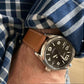 TAN HAMMERED CALFSKIN ECRU STITCHES WATCH STRAP