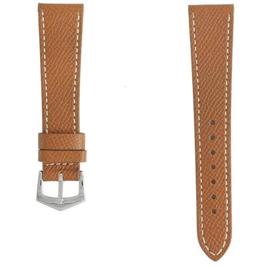 TAN HAMMERED CALFSKIN ECRU STITCHES WATCH STRAP