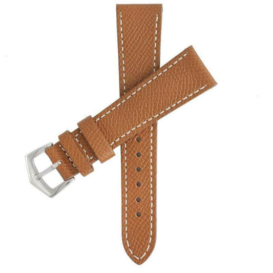 TAN HAMMERED CALFSKIN ECRU STITCHES WATCH STRAP