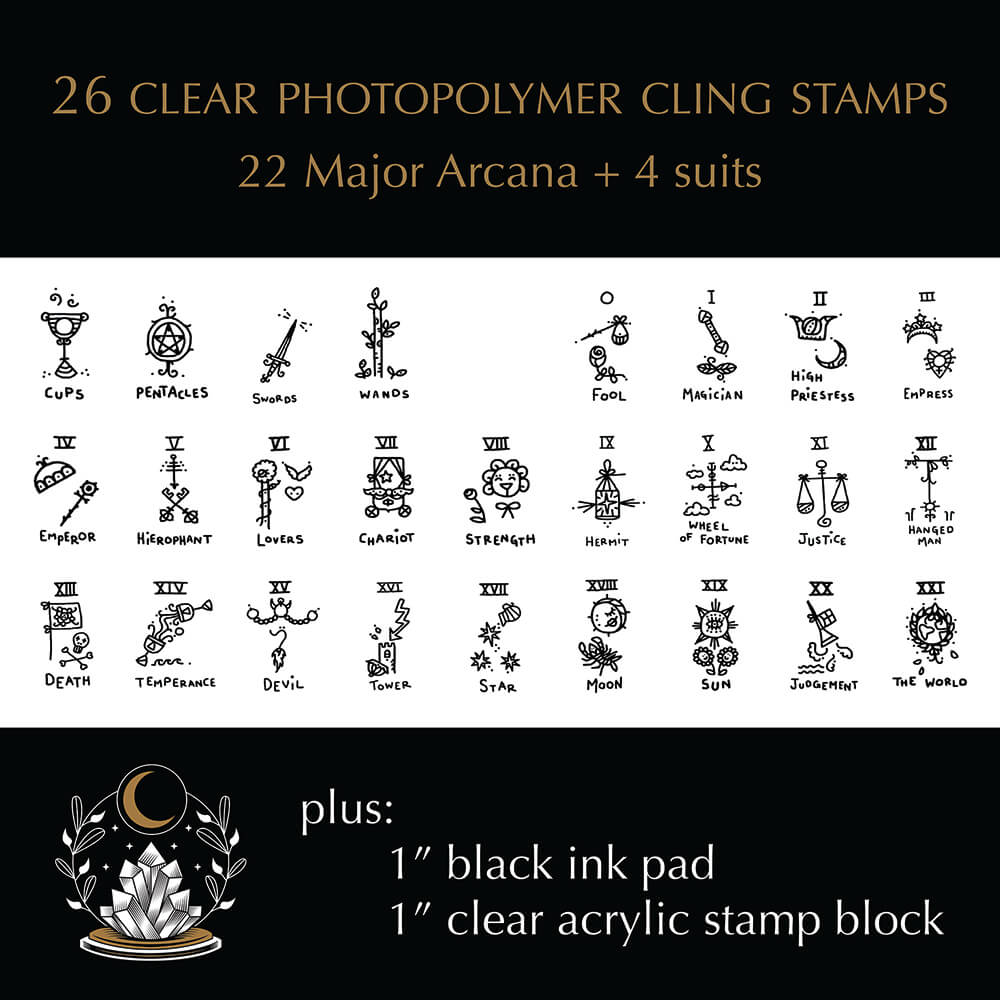TAROT STAMPS - SET OF 26 ORIGINAL CLEAR PHOTOPOLYMER CLING STAMPS