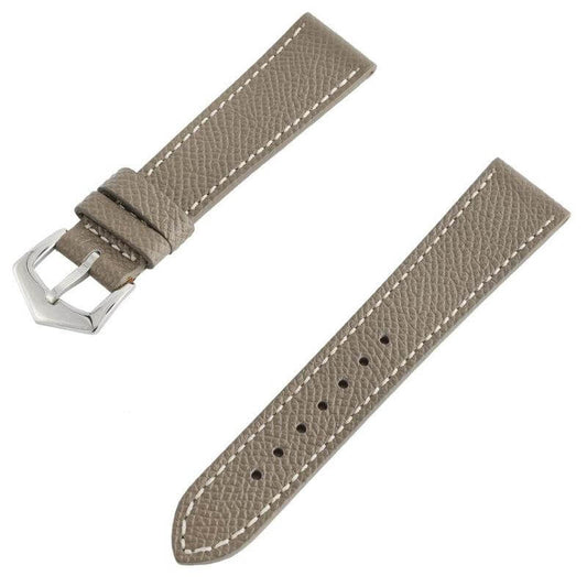 TAUPE HAMMERED CALFSKIN ECRU STITCHES WATCH STRAP