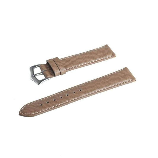 TAUPE SAFFIANO FOLDED EDGE TAUPE STITCHES WATCH STRAP