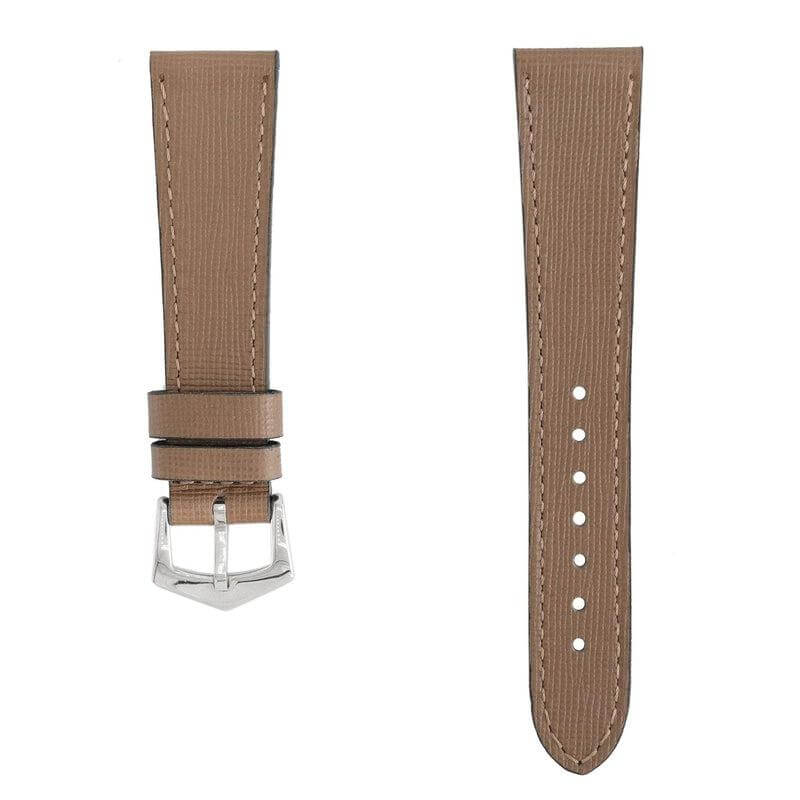 TAUPE SAFFIANO  LEATHER WATCH STRAP - TAUPE COLOR