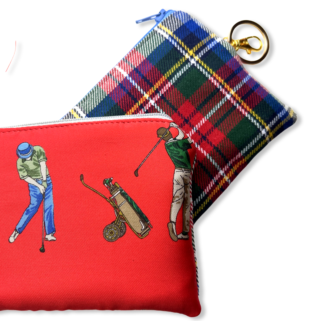 TEE TIME VINTAGE SILK SCARF COFFEE RUN KEYCHAIN BAG