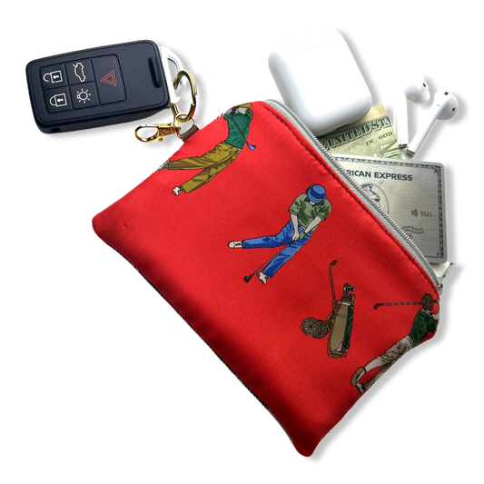 TEE TIME VINTAGE SILK SCARF COFFEE RUN KEYCHAIN BAG