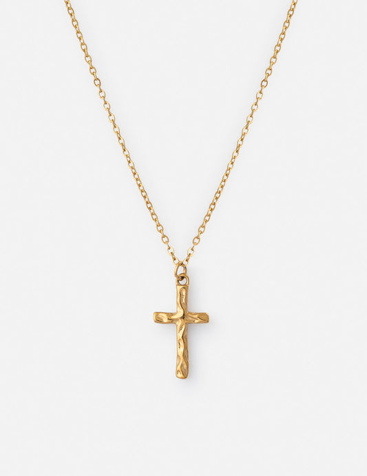 TEXTURED CROSS NECKLACE
