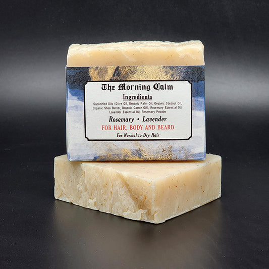 THE MORNING CALM HANDMADE VEGAN BAR SOAP FOR HAIR, BODY AND BEARD