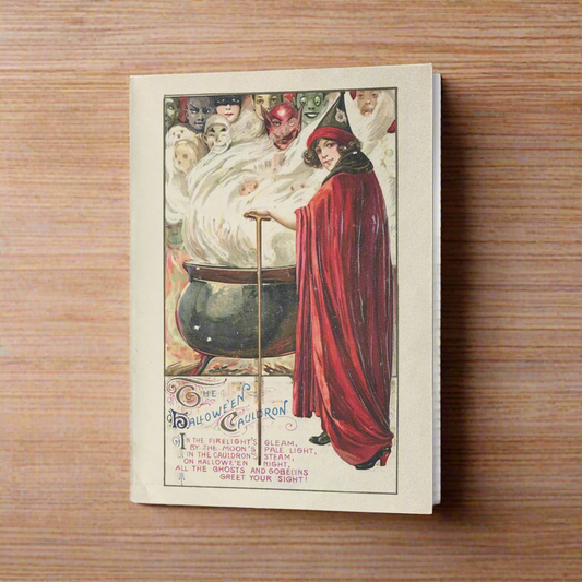 THE HALLOWEEN CAULDRON ANTIQUE GREETING CARD
