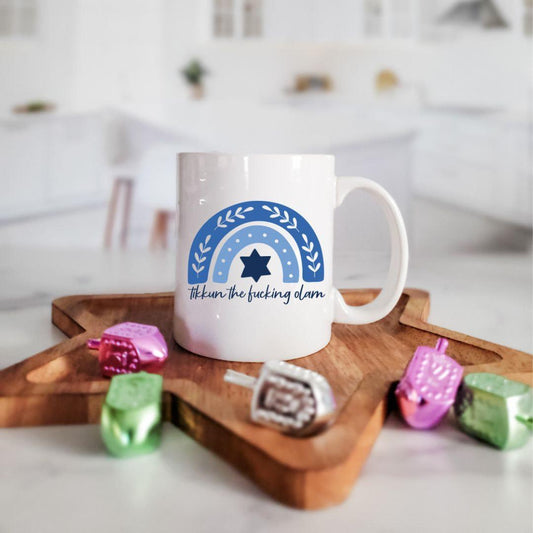 TIKKUN THE FUCKING OLAM JEWISH COFFEE MUG