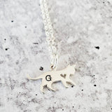 TINY CAT INITIAL PENDANT SILVER NECKLACE