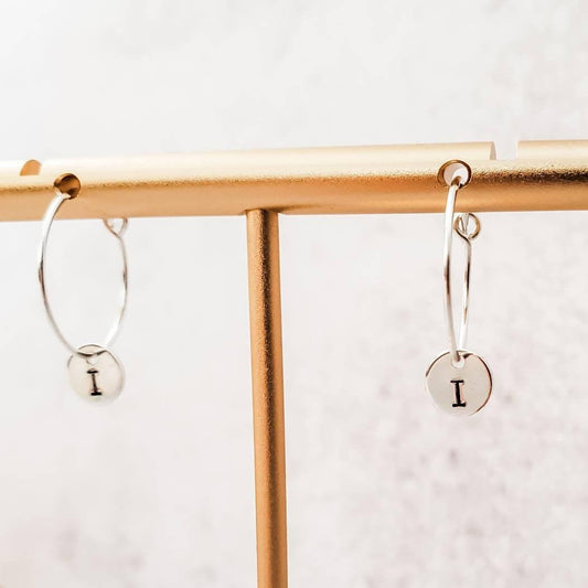 TINY INITIAL HOOP EARRINGS