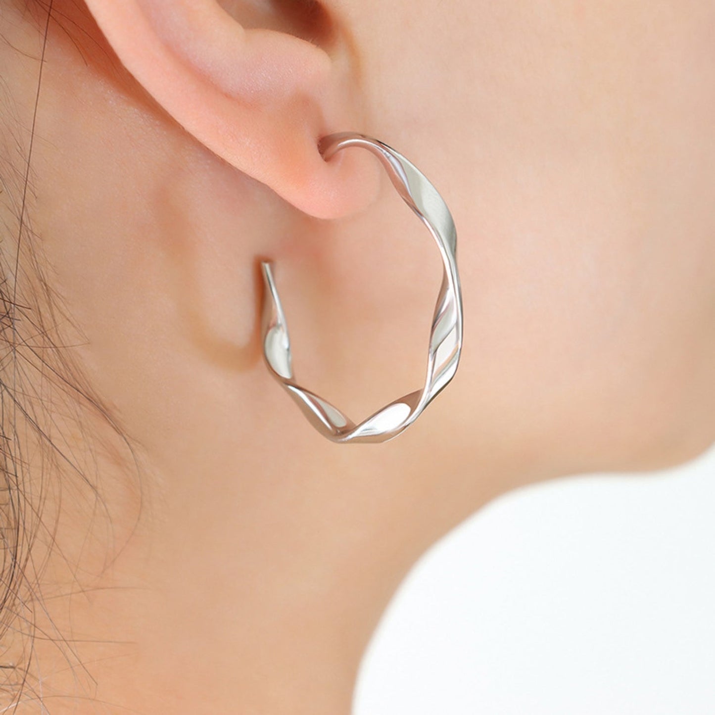 TITANIUM STEEL C-HOOP EARRINGS-Thriftique Marketplace