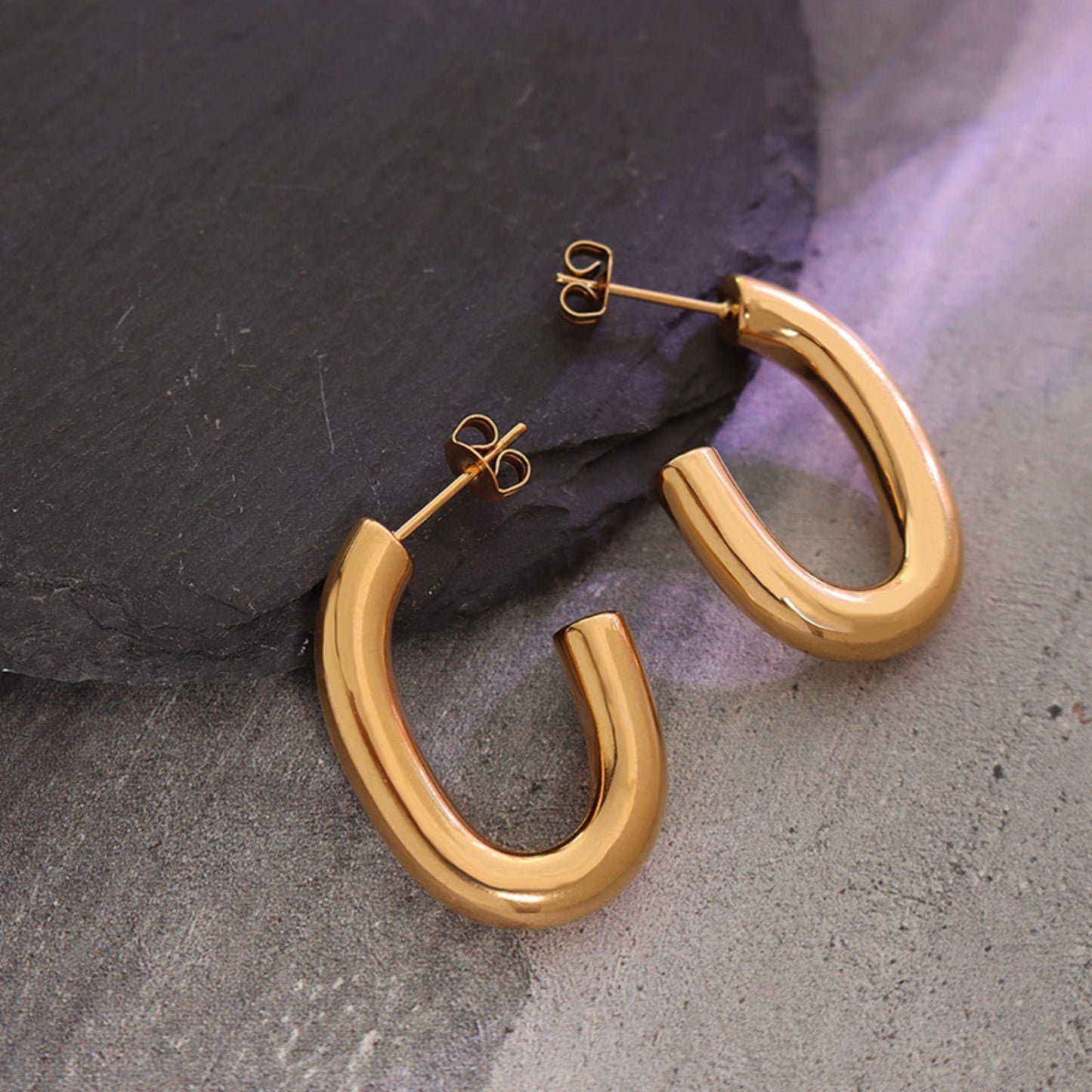 TITANIUM STEEL GOLD-PLATED EARRINGS-Thriftique Marketplace