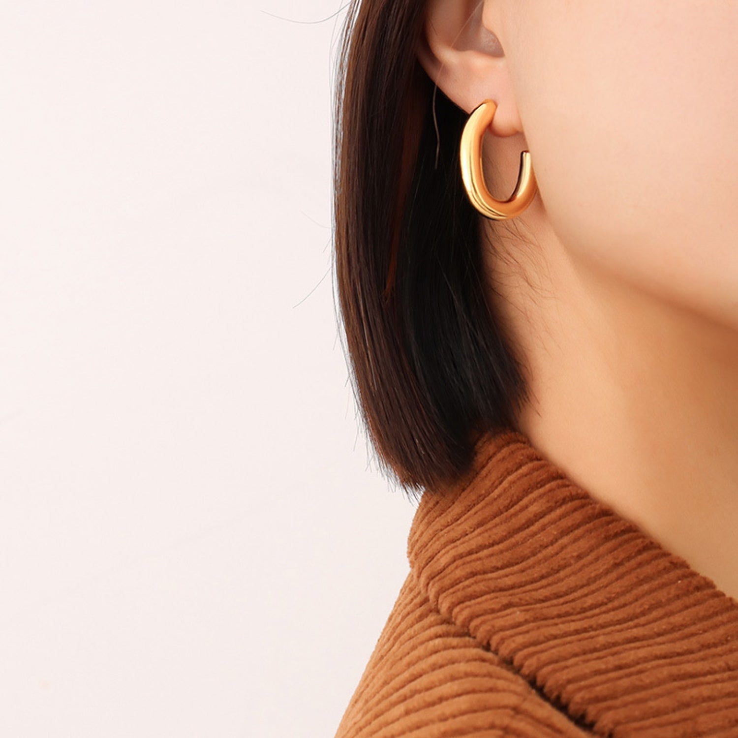 TITANIUM STEEL GOLD-PLATED EARRINGS-Thriftique Marketplace