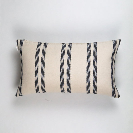 TOTO PALM IN CREAM & GREY IKAT PILLOW