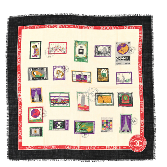 STAMPS OF THE WORLD VINTAGE CASHMERE & SILK SCARF ALL-AROUND BAG