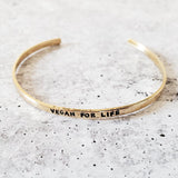VEGAN FOR LIFE SKINNY CUFF BRACELET