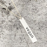 VEGAN SILVER VERTICAL BAR NECKLACE