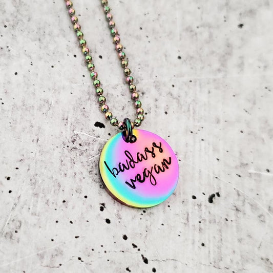 VEGAN RAINBOW PENDANT NECKLACE