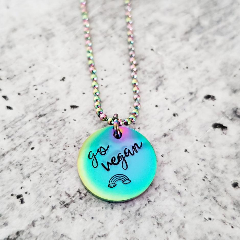 VEGAN RAINBOW PENDANT NECKLACE