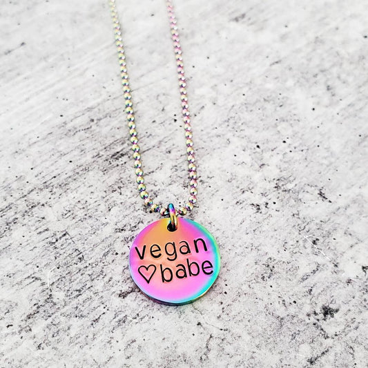 VEGAN RAINBOW PENDANT NECKLACE