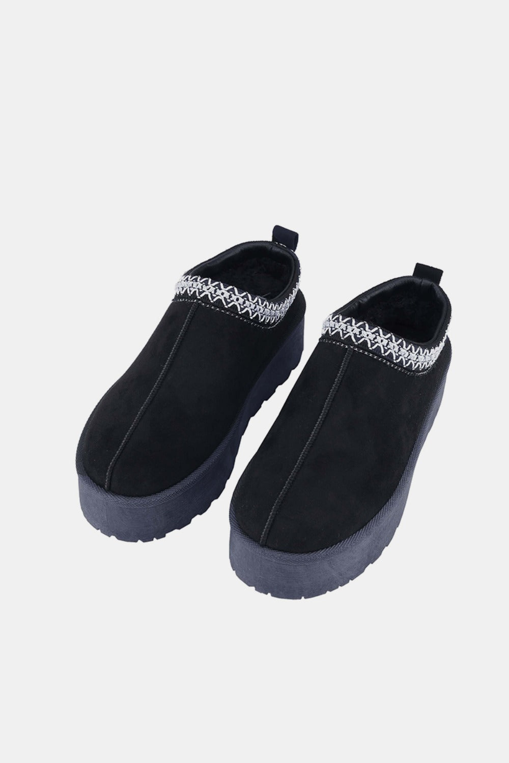 WEEBOO PLATFORM EMBROIDERED TRIM SLIP-ON BOOTS-Thriftique Marketplace