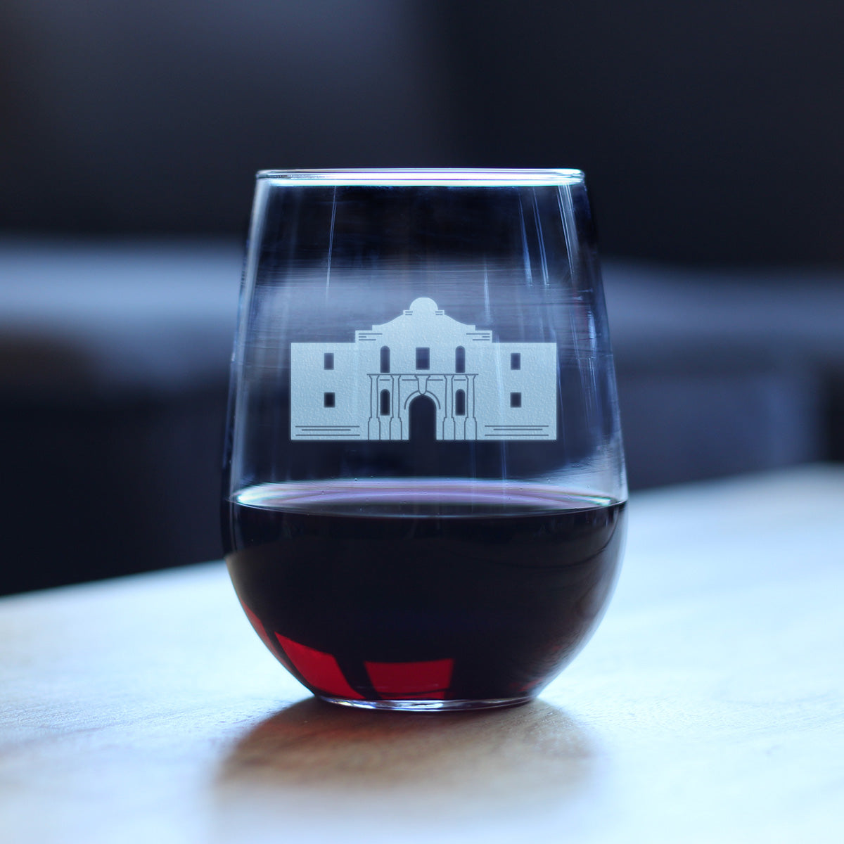 THE ALAMO STEMLESS WINE GLASS - STATE OF TEXAS GIFTS AND SOUVENIRS FOR TEXANS - LARGE 17 OUNCE GLASSES