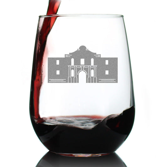 THE ALAMO STEMLESS WINE GLASS - STATE OF TEXAS GIFTS AND SOUVENIRS FOR TEXANS - LARGE 17 OUNCE GLASSES