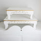 Antique Inspired Ornate White Wood Risers, Set of Two