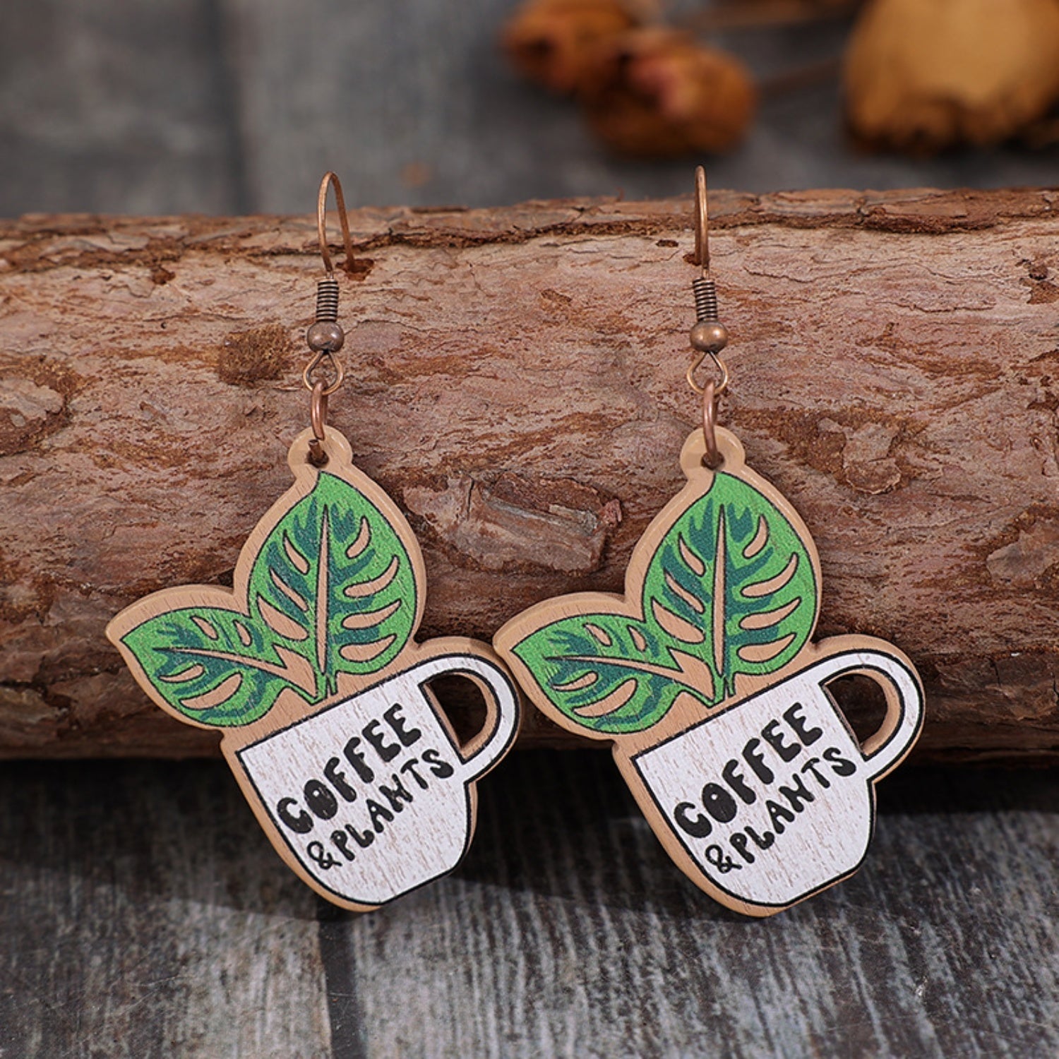 WOODEN ALLOY DANGLE EARRINGS-Thriftique Marketplace