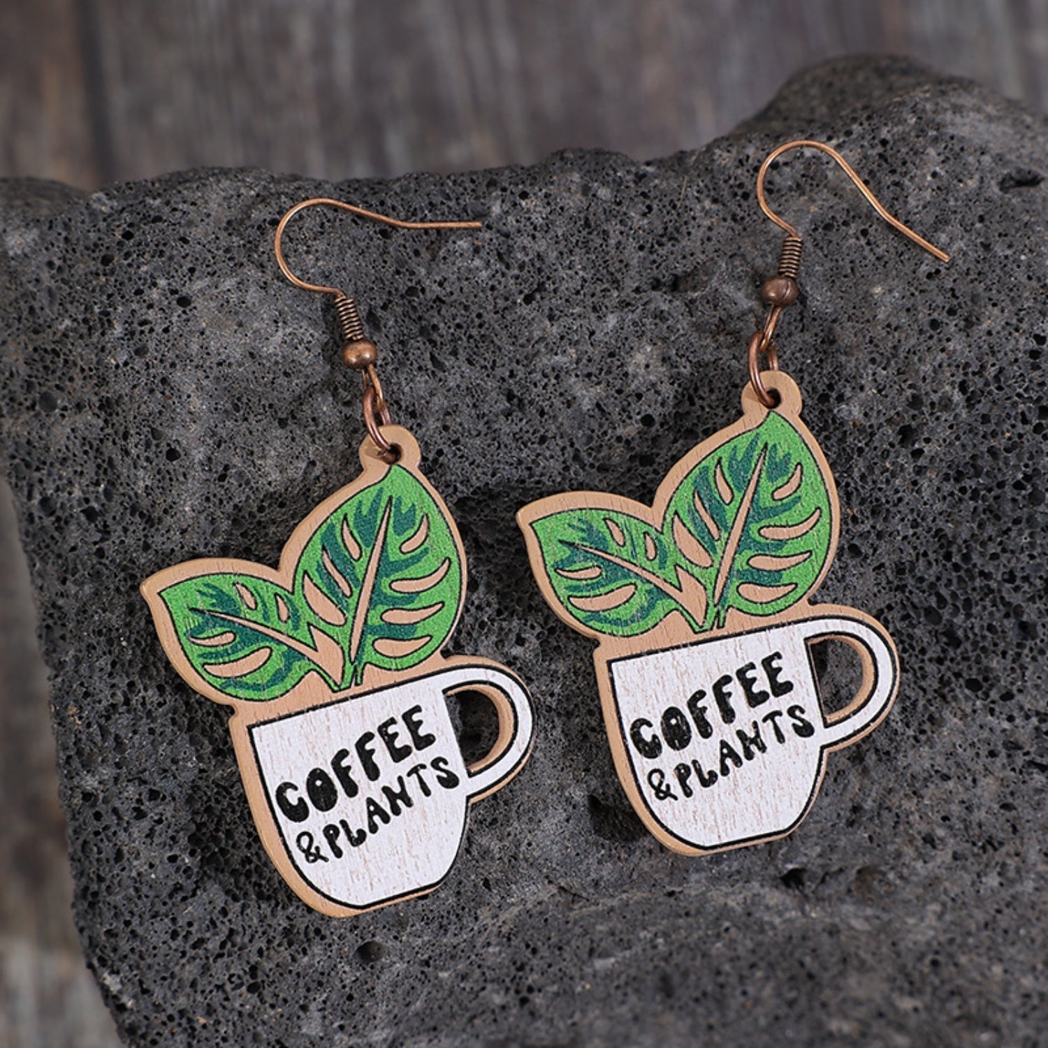 WOODEN ALLOY DANGLE EARRINGS-Thriftique Marketplace