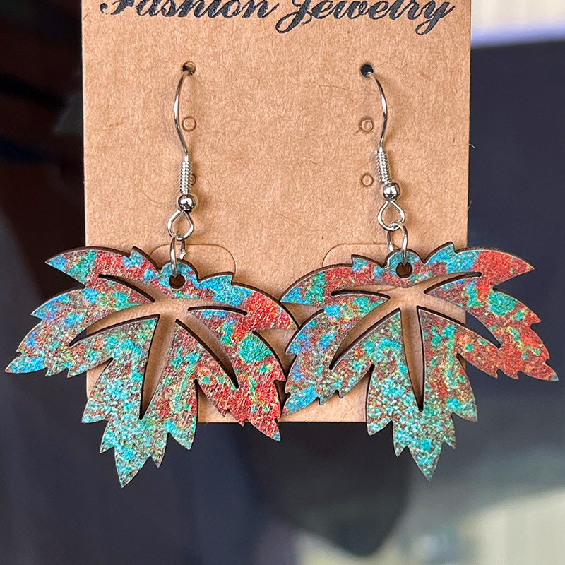 WOODEN DANGLE EARRINGS-Thriftique Marketplace