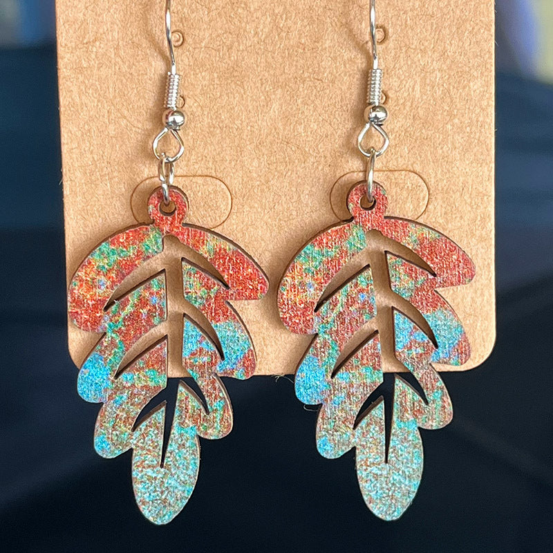 WOODEN DANGLE EARRINGS-Thriftique Marketplace