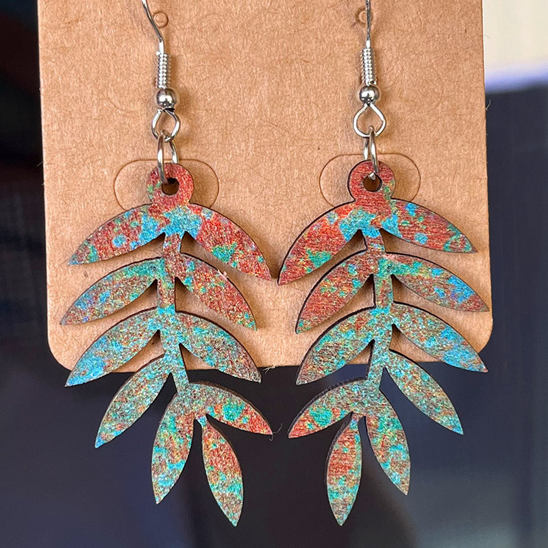 WOODEN DANGLE EARRINGS-Thriftique Marketplace