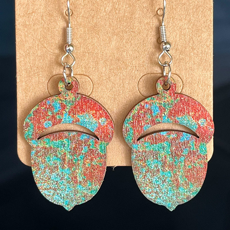 WOODEN DANGLE EARRINGS-Thriftique Marketplace