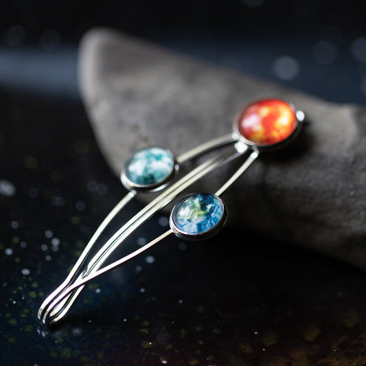 SUN EARTH AND MOON HAIR CLIP