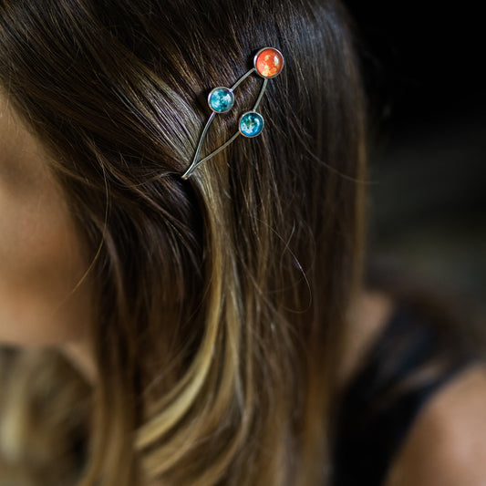 SUN EARTH AND MOON HAIR CLIP