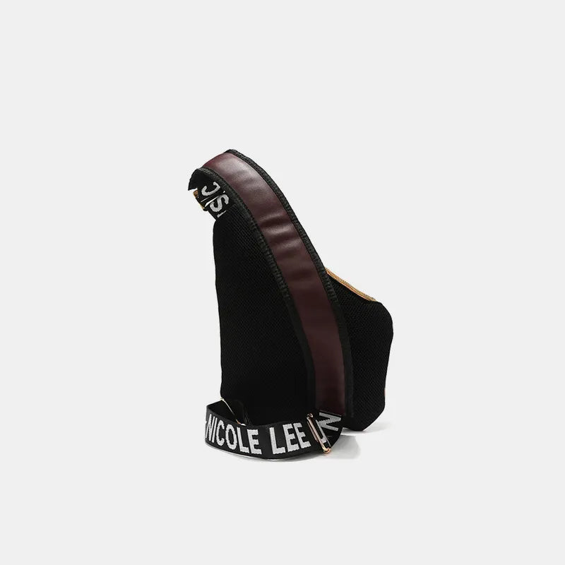 NICOLE LEE USA VEGAN LEATHER LEOPARD & LIP PATTERN CROSSBODY BAG