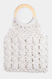 FAME BOHO BRAIDED WOODEN TOP HANDLE BAG