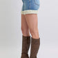 JUDY BLUE FULL SIZE HW TUMMY CONTROL SHEARLING CUFF DENIM SHORTS PLUS SIZE