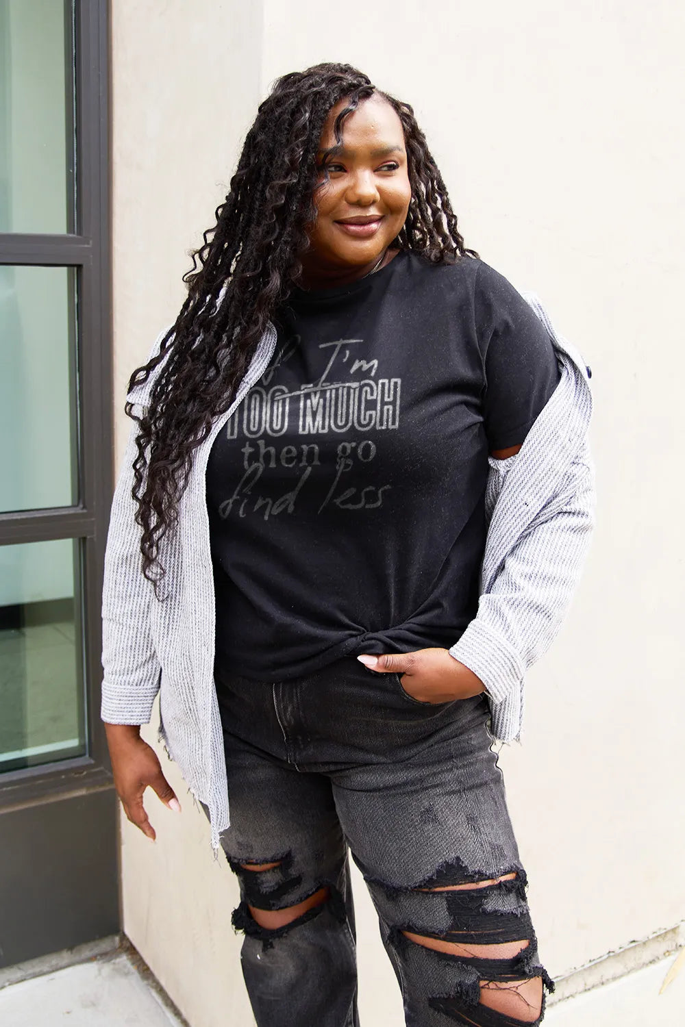 SIMPLY LOVE FULL SIZE IF I'M TOO MUCH THEN GO FIND LESS ROUND NECK T-SHIRT