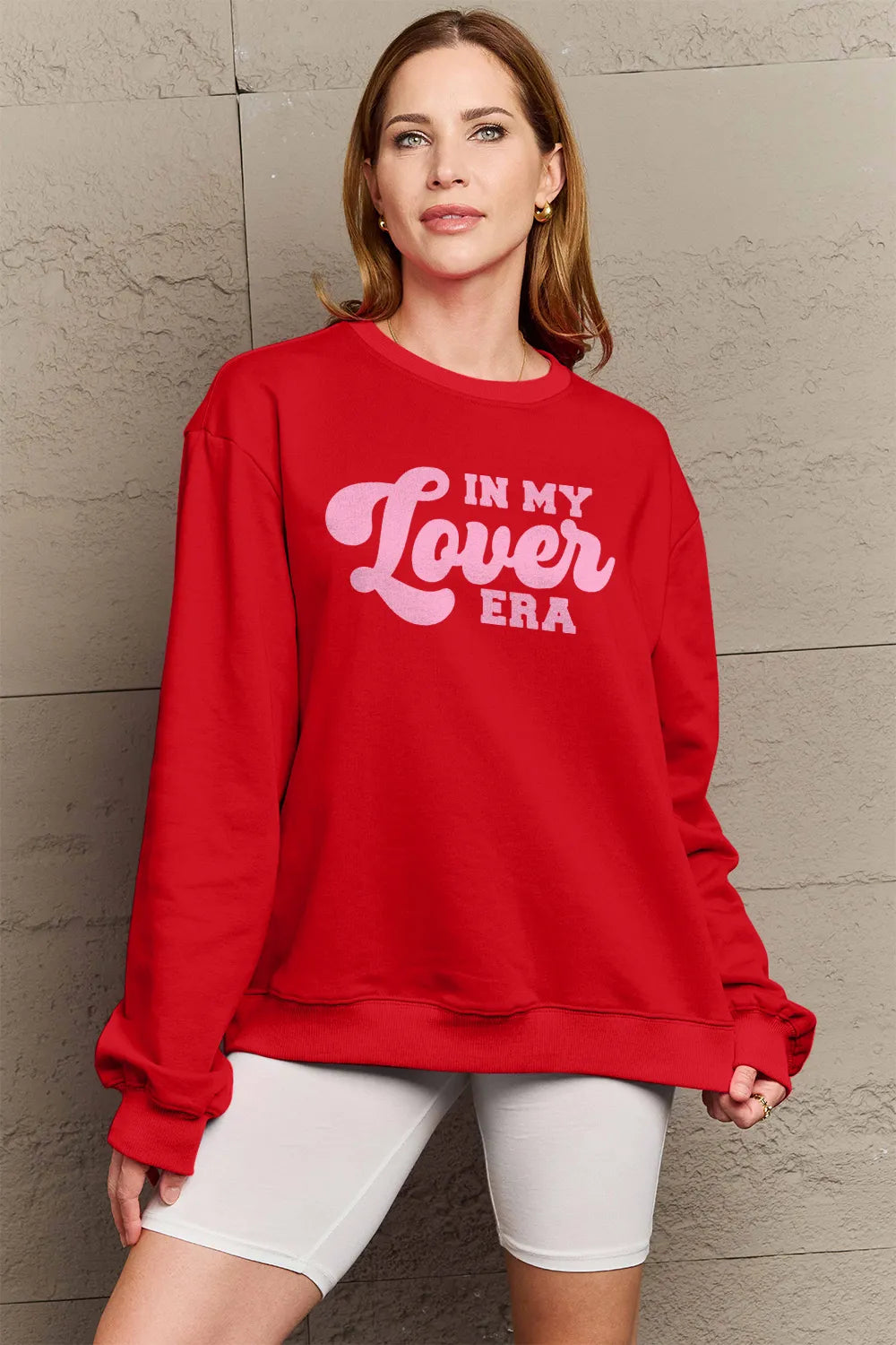 SIMPLY LOVE FULL SIZE IN MY LOVER ERA ROUND NECK SWEATSHIRT