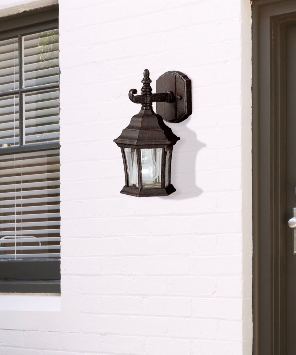 TOWNHOUSE 1-LIGHT 16"H OUTDOOR WALL LIGHT FIXTURE, TANNERY BRONZE FINISH BY KICHLER