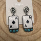 Ace of Spaces and Faux Turquoise Earrings - 2 inch drop