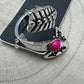 Arrow Head Cuff Ring with Faux Pink Stone